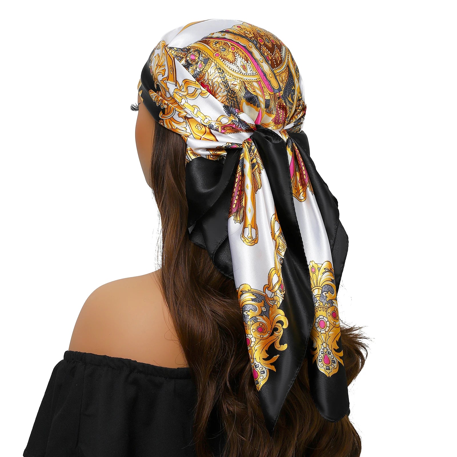 Popular Shawls Europe And America Fashion Bandannas New Print Sunscreen 90X90CM Kerchief Four Seasons Luxury Square Silk Scarves - NamafadStore