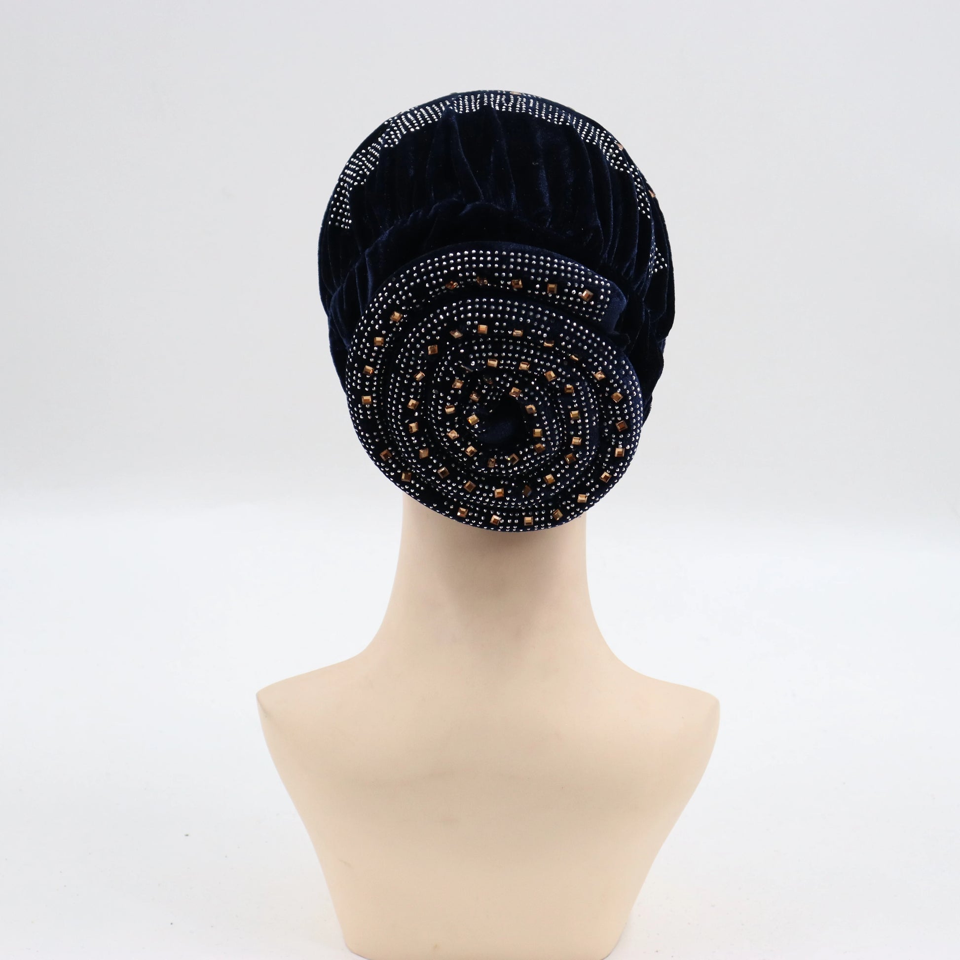 Soft Velvet Turban Cap for Women Muslim Headscarf Bonnet Elastic Female Headpiece Stylish Glitter Diamonds African Head Wraps - NamafadStore