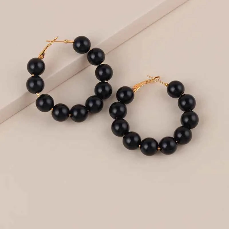 Summer dopamine bead candy colored acrylic earrings exaggerated and fashionable circular women's earrings