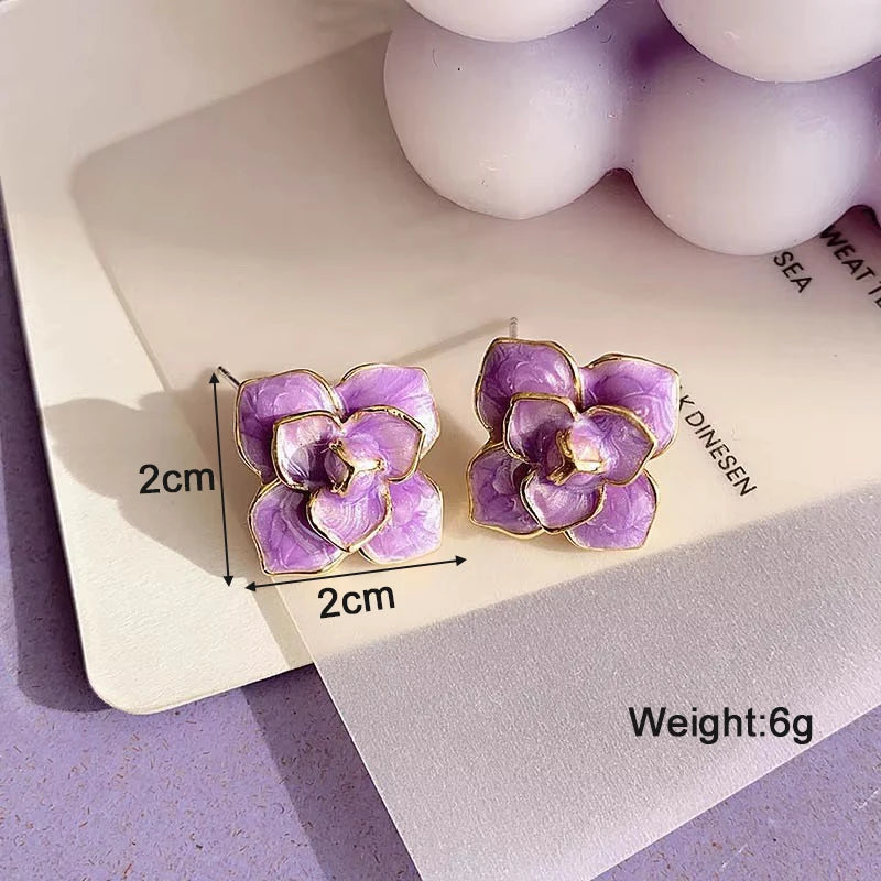 Purple Color Women Dangle Earrings Small Round Unusual Earrings Fashion Flower Butterfly Hanging earrings pendientes mujer