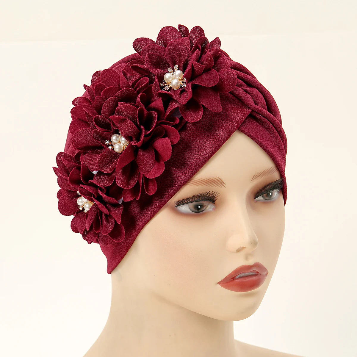 Islamic Underscarf Hijabs Hats Women Flower Headband Ladies Muslim Turban Hat Floral Head Wrap Wedding Beading Party Hijabs - NamafadStore