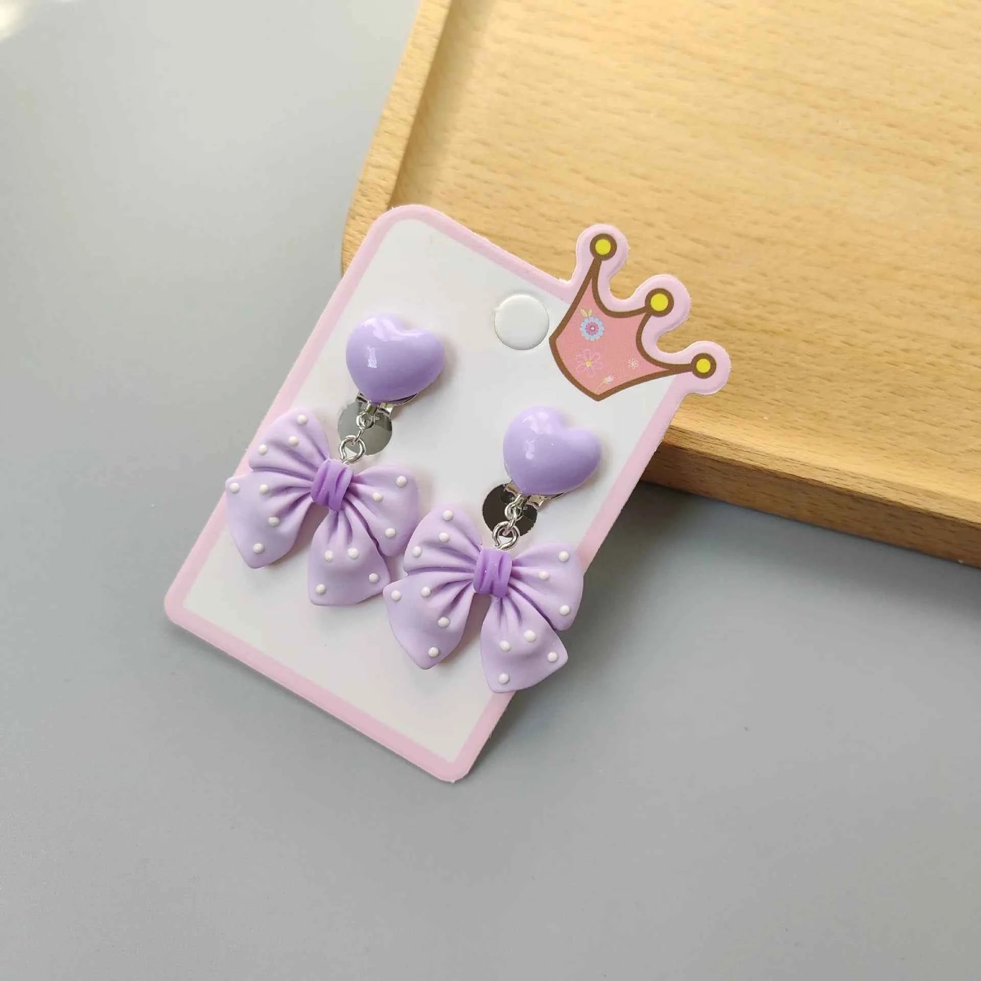 2025 New Children Cartoon Acrylic Ear Clips No Ear Hole Jewelry Princess Girl Earrings Fashionable Baby Girl Clips