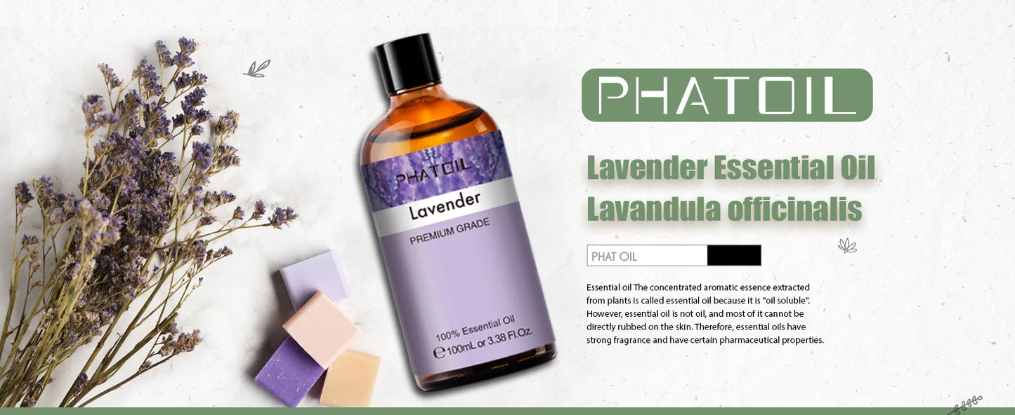 PHATOIL 100ml Essential Oils Lemon Eucalyptus Sweet Orange Cinnamon Vanilla Aroma Oils for Humidifier Diffuser Aromatherapy