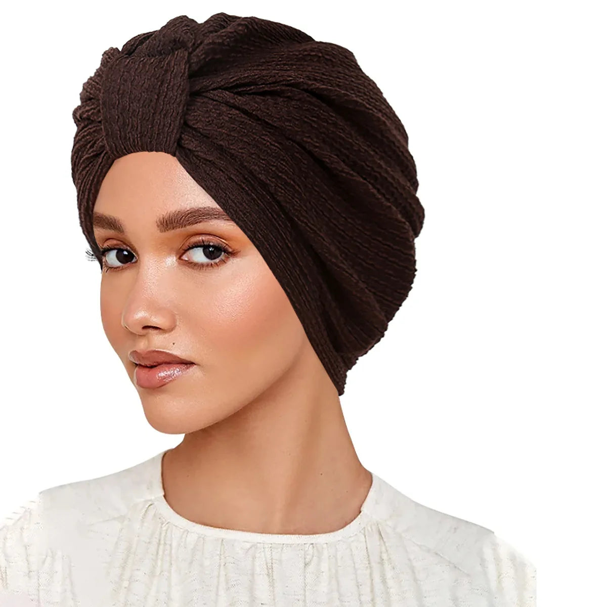 Solid Color Women Muslim Hijab Caps Wrap Head Indian Turban Bonnet Fashion Headdress Islamic Clothing Accessories - NamafadStore