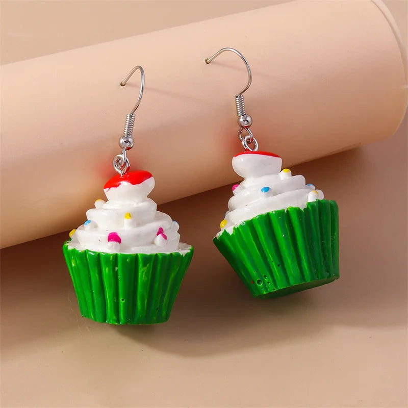 Sweet Food Cake Drop Earrings for Women Girls Party Holiday Jewelry Gifts