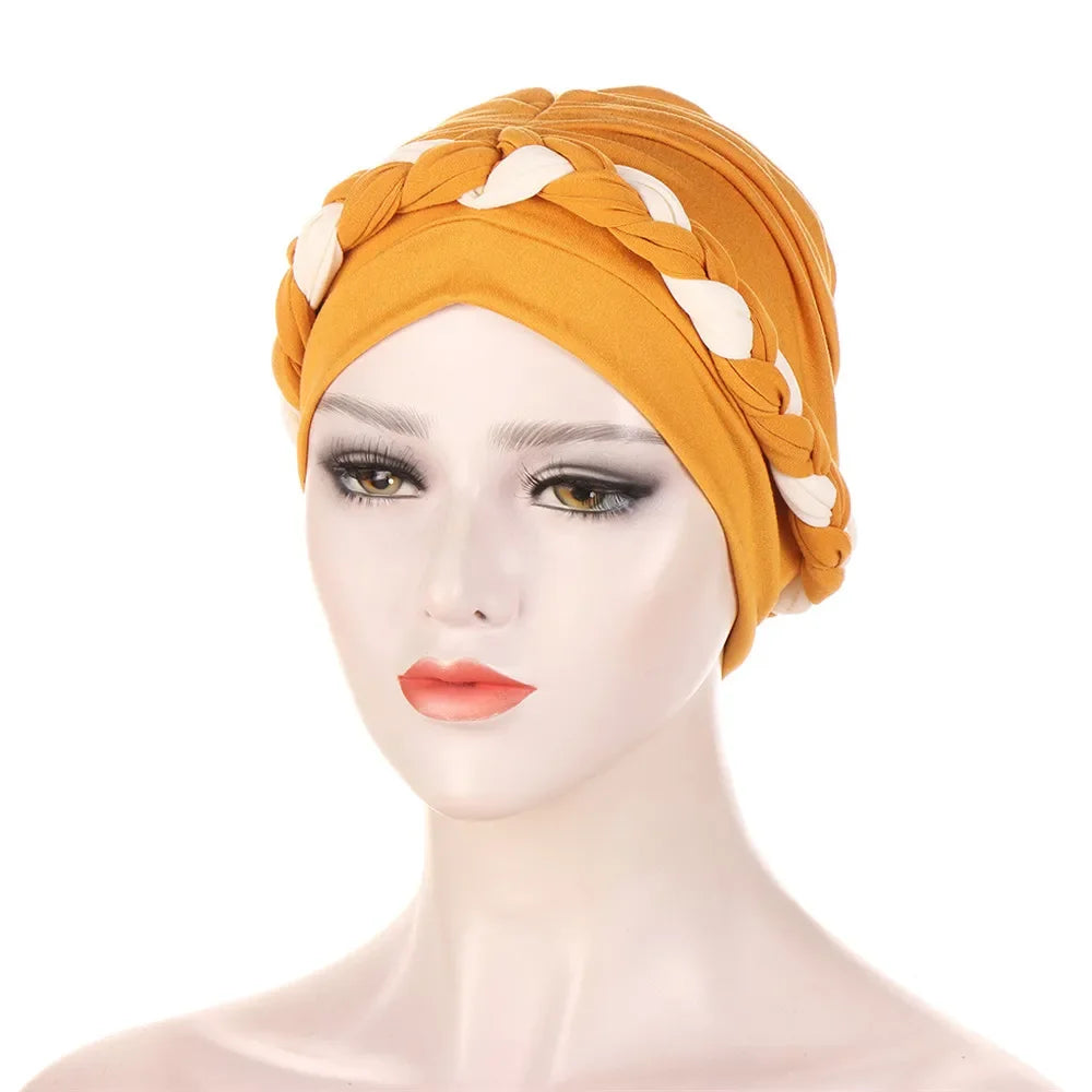 Women Lady Beads Muslim Braid Head Turban Wrap Cover Cancer Chemo Islamic Arab Cap Hat Hair Loss Bonnet Beanies Fashion - NamafadStore