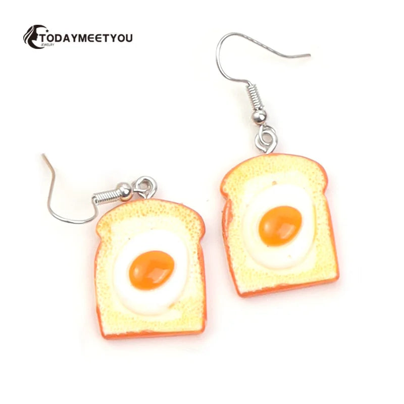 Cake Earrings For Women Resin Drop Custom Made Cute Girls Eardrop Funny Bread Baguette Pie Cookies Gift Handmade Food Bronics