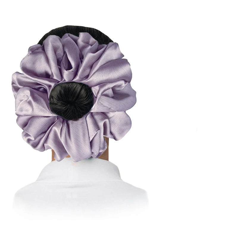 17Colors Big Size Crepe Satin Scrunchies Muslim Women Custom Elastic Volumizing Oversized Neat stitching Bunch Hair Tie - NamafadStore