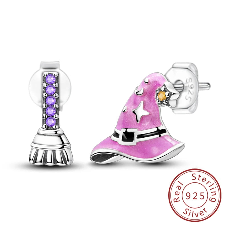 New Original 925 Sterling Silver Hoop Earrings Purple Zircon Flowers Butterflies Studs Earring For Women Wedding Engagement Gift