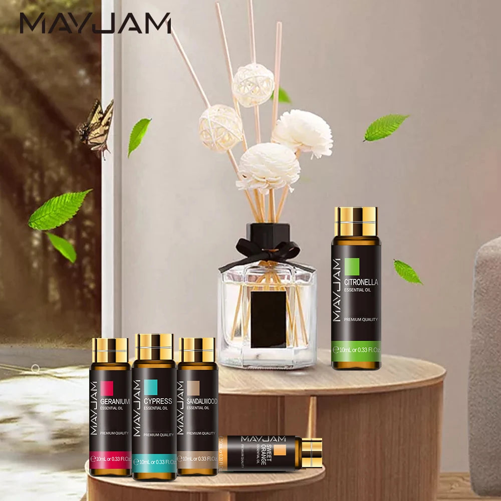MAYJAM 10ml Pure Essential Oil Lavender Eucalyptus Vanilla Sandalwood Jasmine Bergamot Lemongrass Cinnamon Grapefruit 1pc - NamafadStore