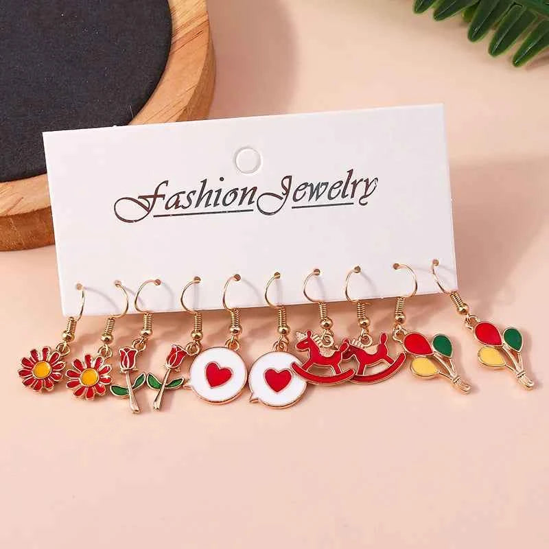 New In Mixed 10pcs Cute Sweet Donut Earring Set Lovely Resin Simulation Food Dangle Earrings for Woman Kids Jewelry Set Gifts