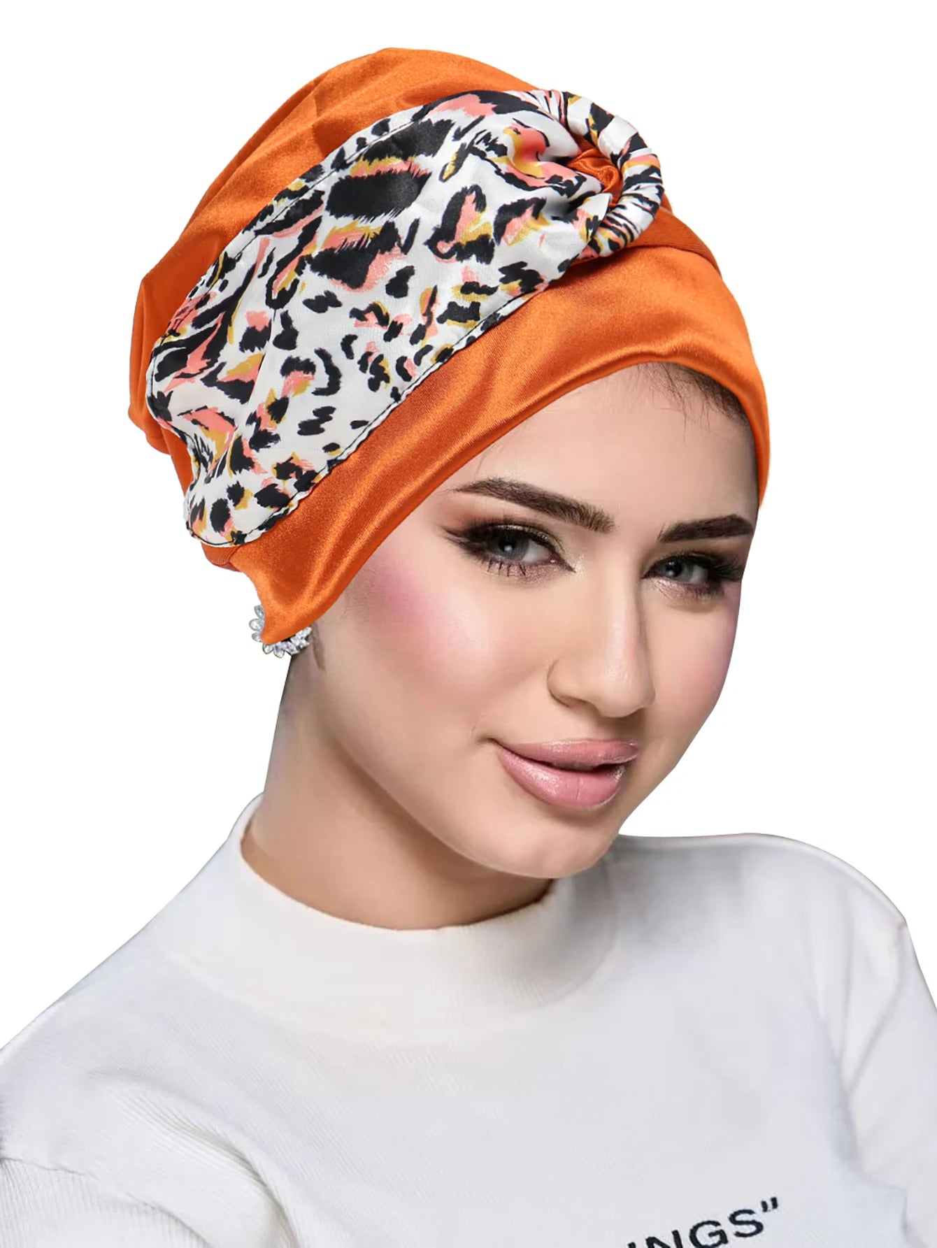 New Leopard Women Print Muslim Turban Scarf Braid Hijabs Headwear Arab Wrap Head Scarf Hair Accessories Hat - NamafadStore