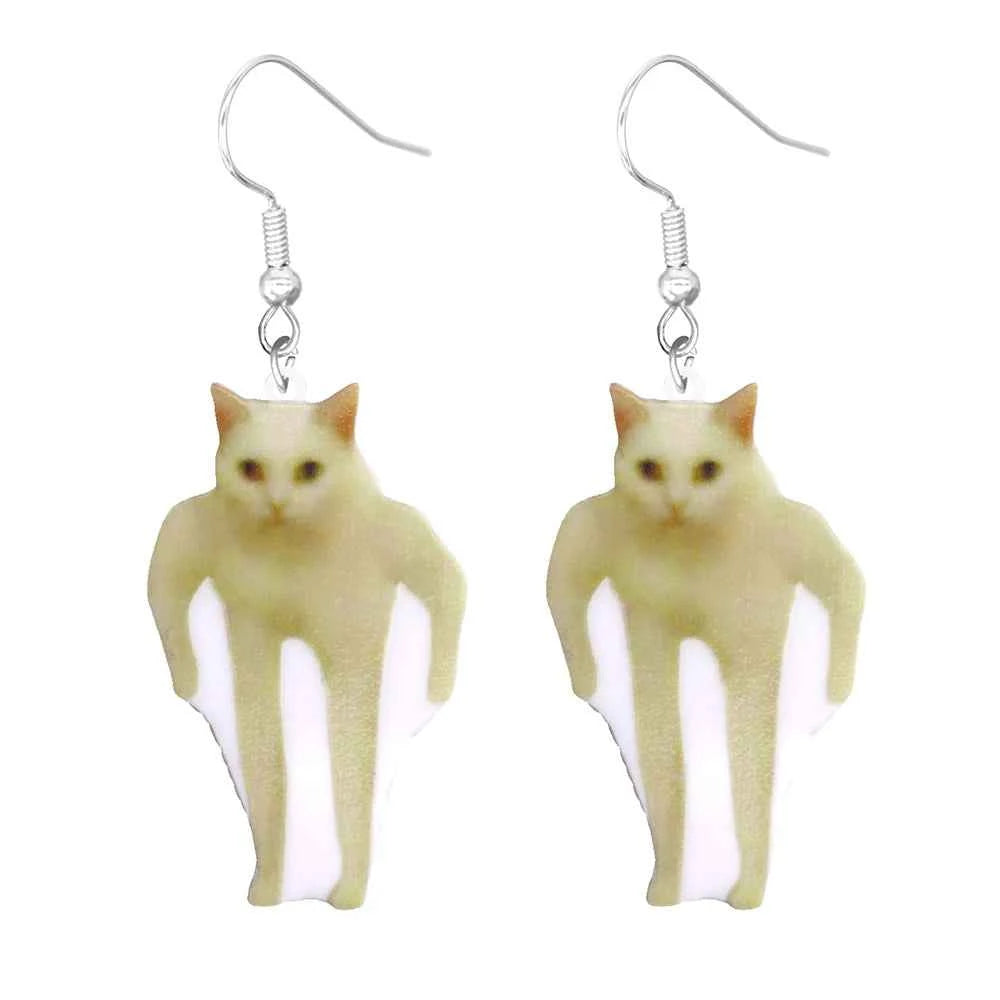 Animal earrings made of acrylic, cute and funny, cat, hamster, dog, cow