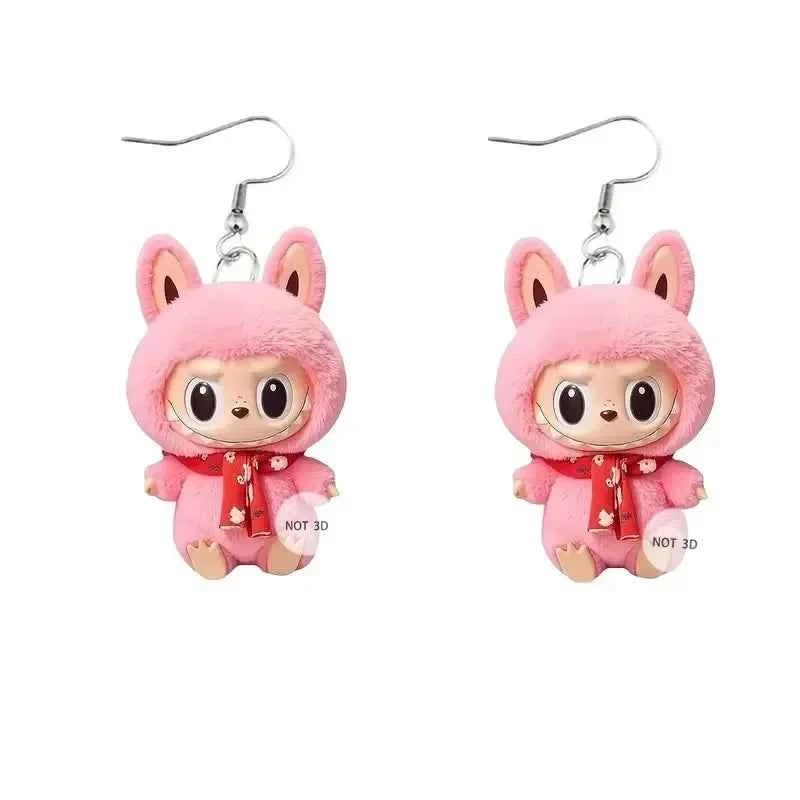 2D Flat Cute Cartoon Pink Elf Monster Acrylic Earrings for Women Korea Style Fashion Colorful Earrings for Women Jewelry Gift