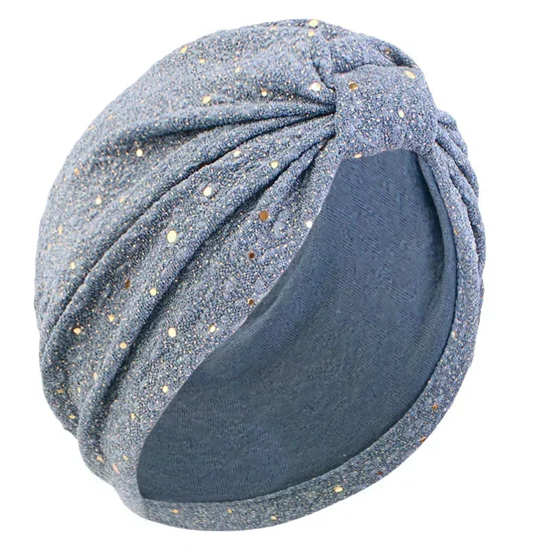 Women Sequin Knotted Turban Indian Hat Muslim Hijab Beanie Bonnet Hair Loss Headscarf Chemo Cap Headwear Bandanas Turbante Mujer - NamafadStore