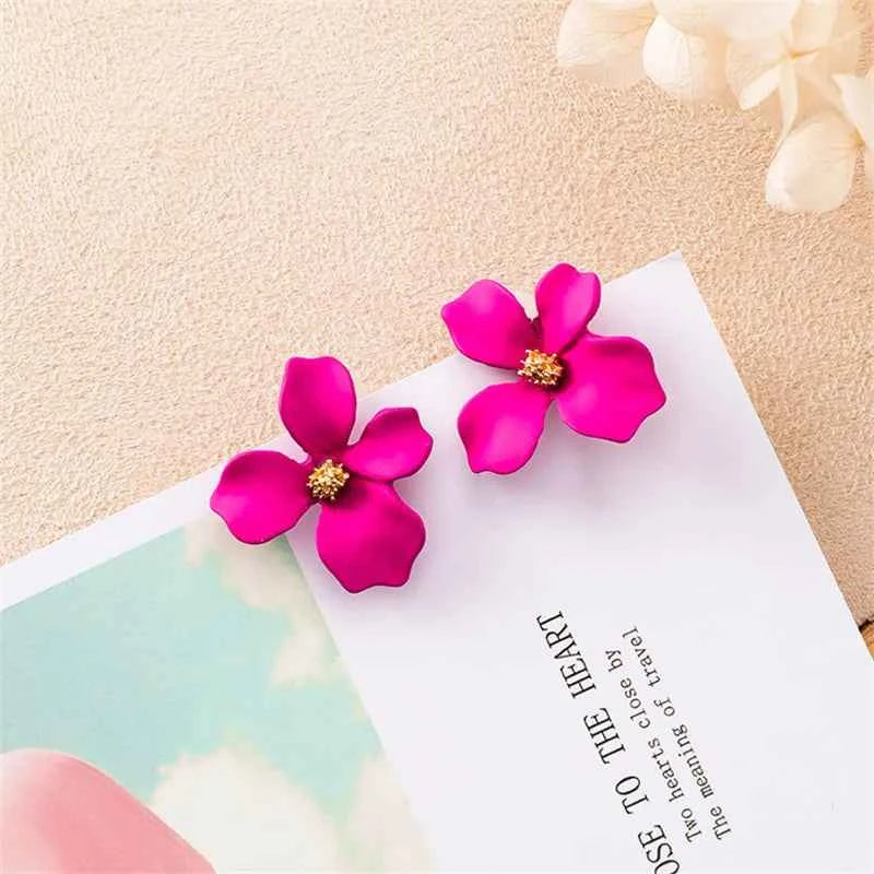 Korean New Double-layers Flower Drop Earrings for Ladies Exaggerated Women Floral Earrings Fashion Jewelry aretes de mujer