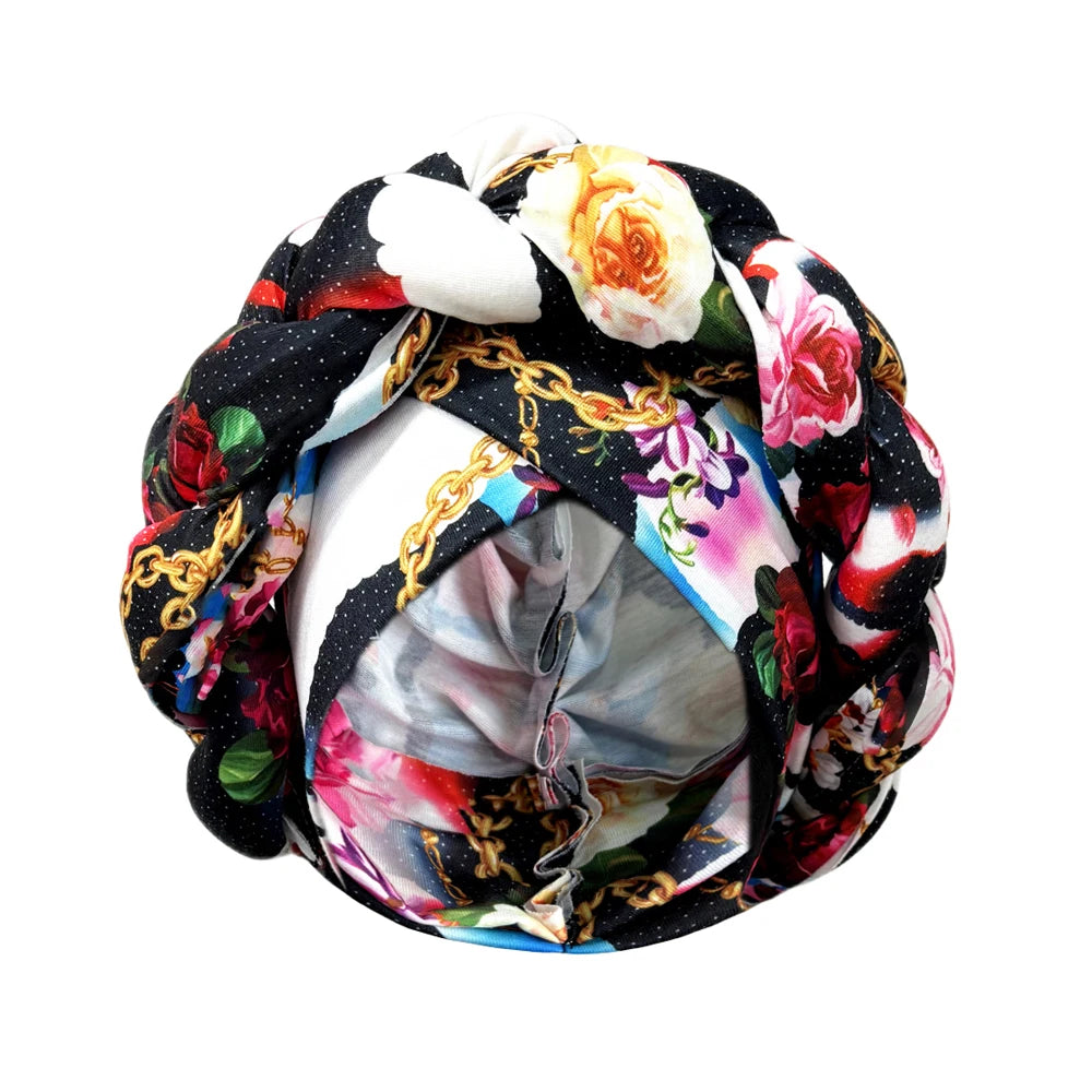 African Headtie Bonnet Hat Turban for Women Muslim Head Wrap Nigerian Scarf Braid Hijab Femme Chemo Caps Cover - NamafadStore