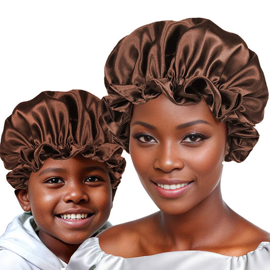 New Women's Satin Solid Sleeping Hat Night Sleep Hair Care Bonnet Nightcap Silky Shower Caps Comfortable Flower Band Unisex Cap