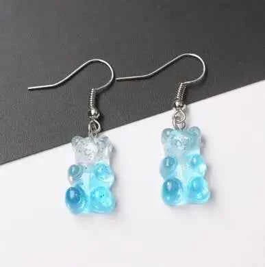 Gradient Candy Color Cute Acrylic Bear Dangle Earrings for Women Girls Gift Korean Fashion Animal Hook Earring Female Jewelry