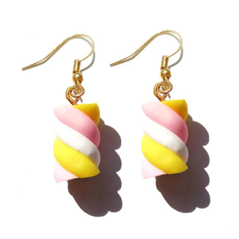 Earrings For Women Girls Cute Foods Hamburg Pizza Chicken Leg Candy Bottle Handmade Candy Kids Funny Resin