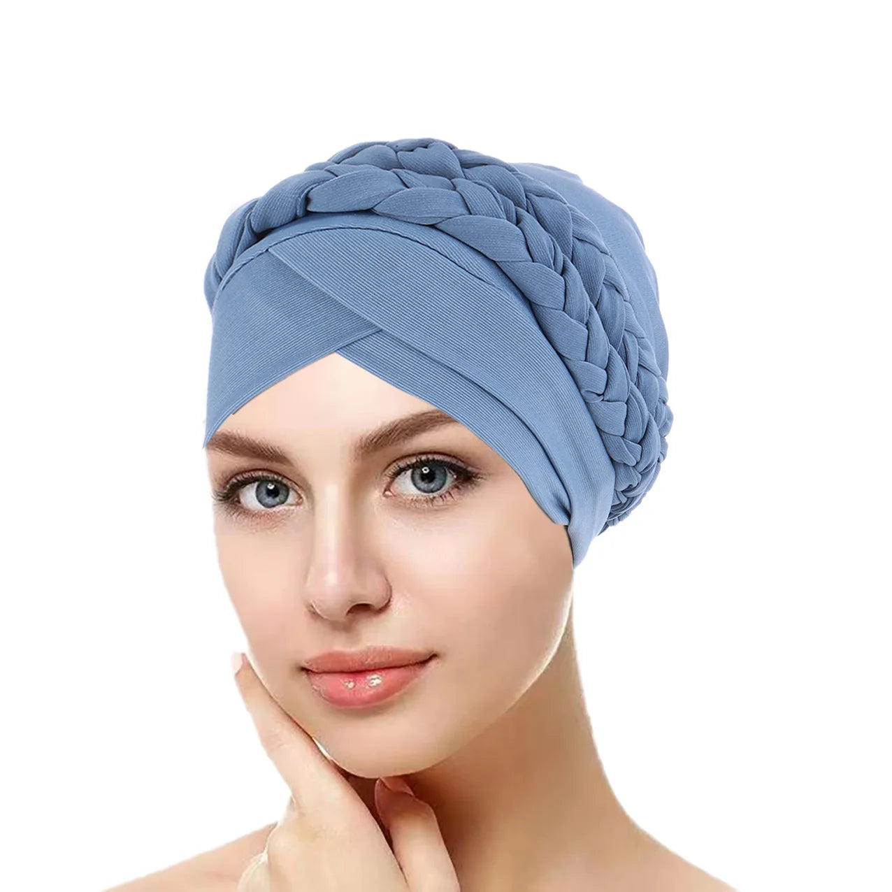 Bohemian Style Handmade Braid Turban Cross Bandana Slouchy Hat For Women Muslim Hijab Islamic Head Wrap Hair Loss Chemo Cap - NamafadStore