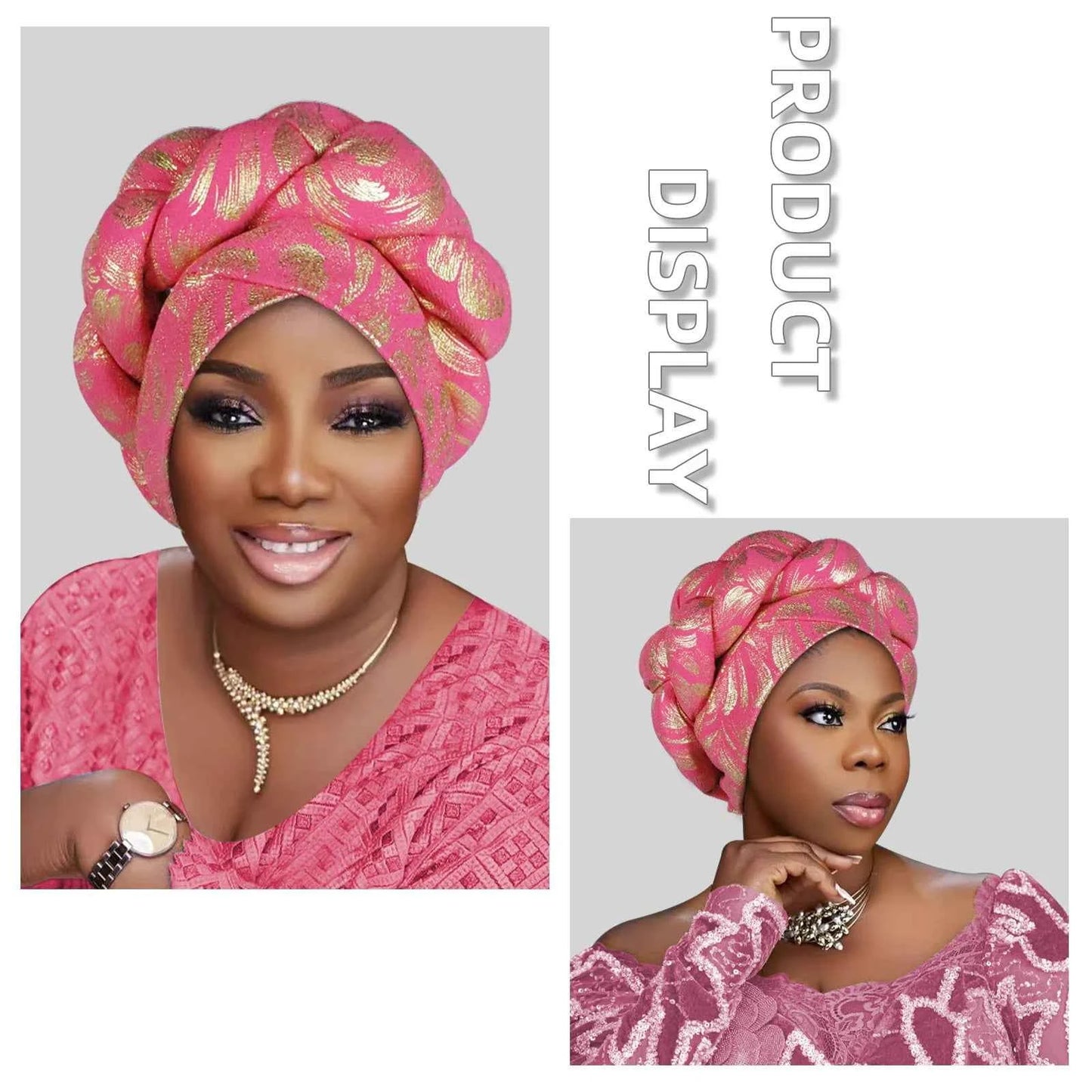 Gold Stamping Fabric Turban Cap for Women Braids Headwrap Bonnet Lady Head Cover Muslim Hat African Female Headgear - NamafadStore