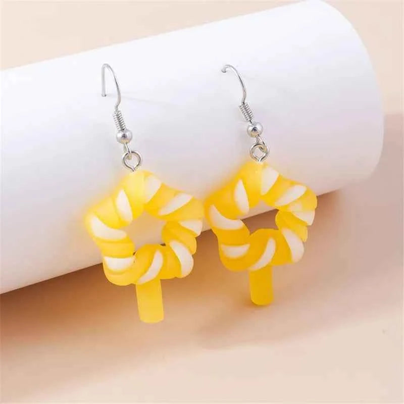 Aihua New In Women Earring Resin Funny Food Earrings French Fries Cookies Ice Cream Bread Hot Dog Pizza Chocolate Girl Kids Gift