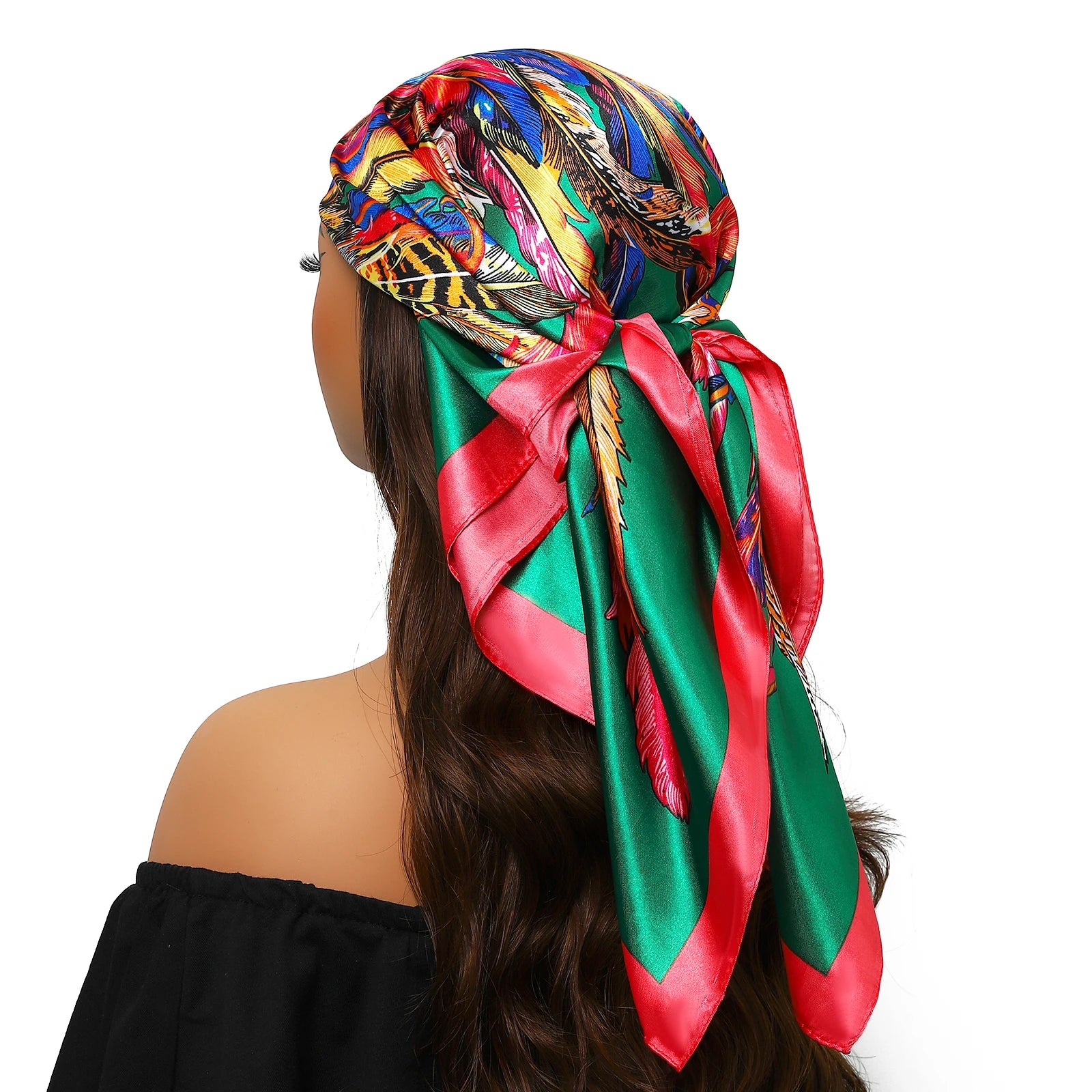 Popular Shawls Europe And America Fashion Bandannas New Print Sunscreen 90X90CM Kerchief Four Seasons Luxury Square Silk Scarves - NamafadStore