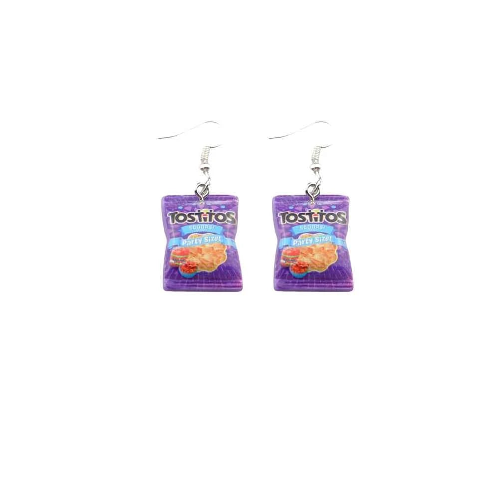 Cute Snacksle Earrings Set Potato Chips Drop Earrings for Women Children Colorful Cartoon Jewelry Gifts