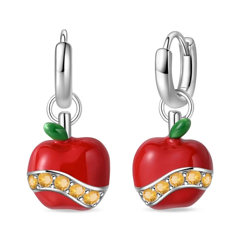 romantic 925 Sterling Silver Strawberry Rose Cherry Apple Wine Glass Red Earrings Colorful And Exquisite Niche Gifts