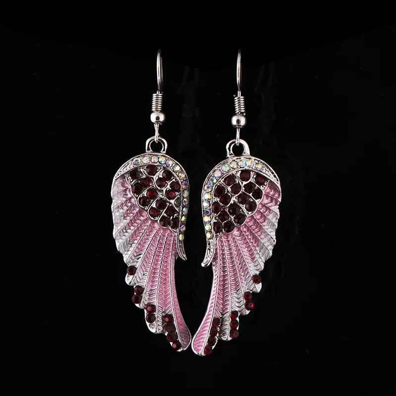 Fashion Income Ladies Angel Wings Earrings Personality Mid Length Multicolor Charm Jewelry Anniversary Birthday Party Gifts