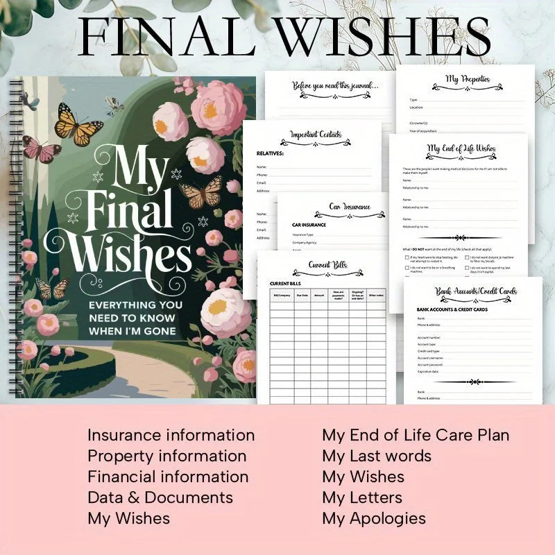 End-of-Life Planner & Organizer – Letters, Care Plans & Funeral Wishes