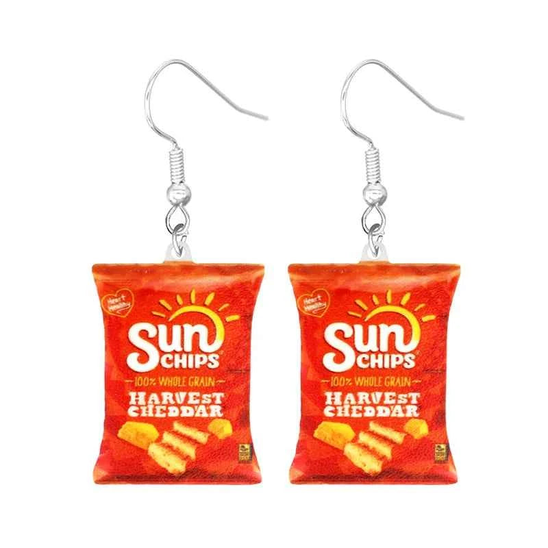 Earrings for Women 2D Acrylic Cute Snacks Girls Foods Funny Candy Chocolate Cookies