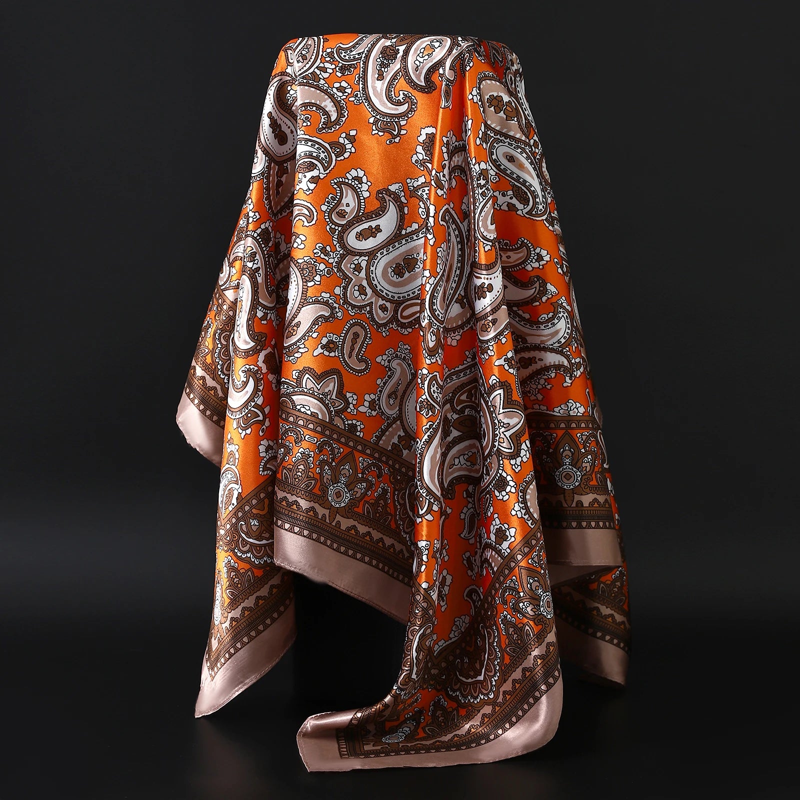 90*90cm Silk Scarf Women Print Hair Neck Square Office Ladies Shawl Bandanna Muslim Hijab Handkerchief Muffler Foulard female - NamafadStore