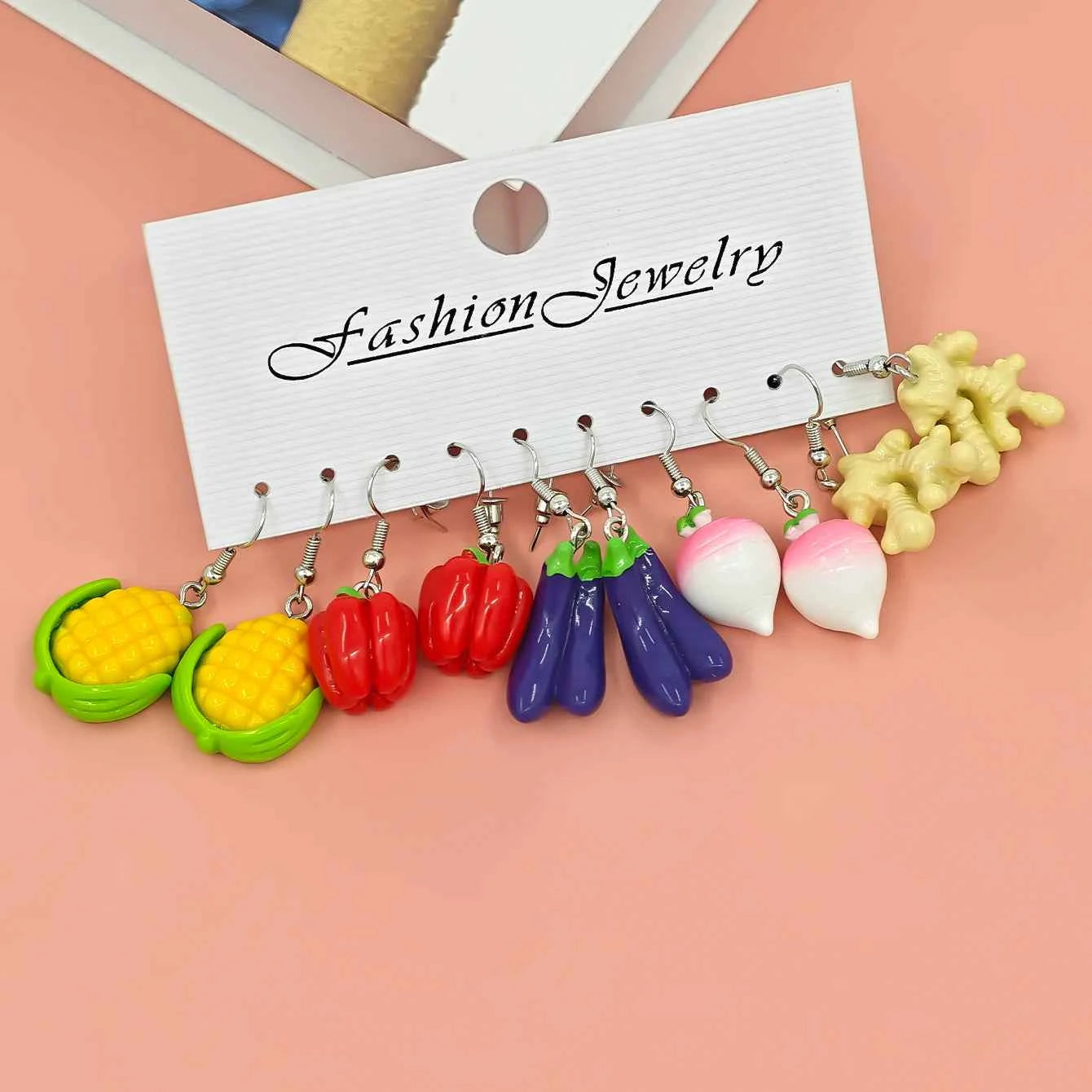 10/40 fashionable earrings, simulated vegetable and fruit combination set, personalized fresh, fun and interesting earrings