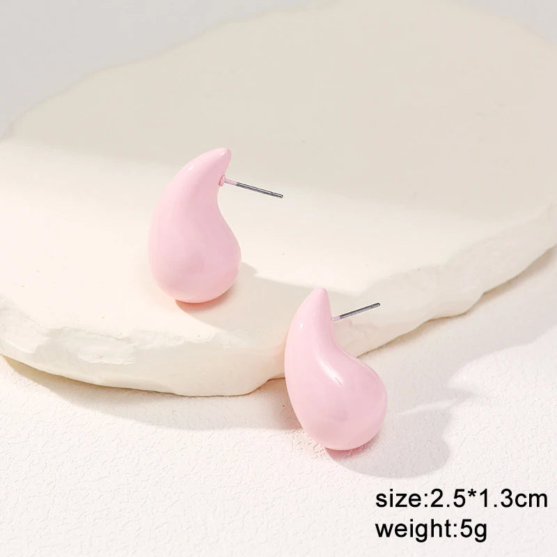 Pink Color Dangle Earrings for Women Korean Fashion Flower Long Hanging Earrings Butterfly Heart Pendants Twist Drop Earrings