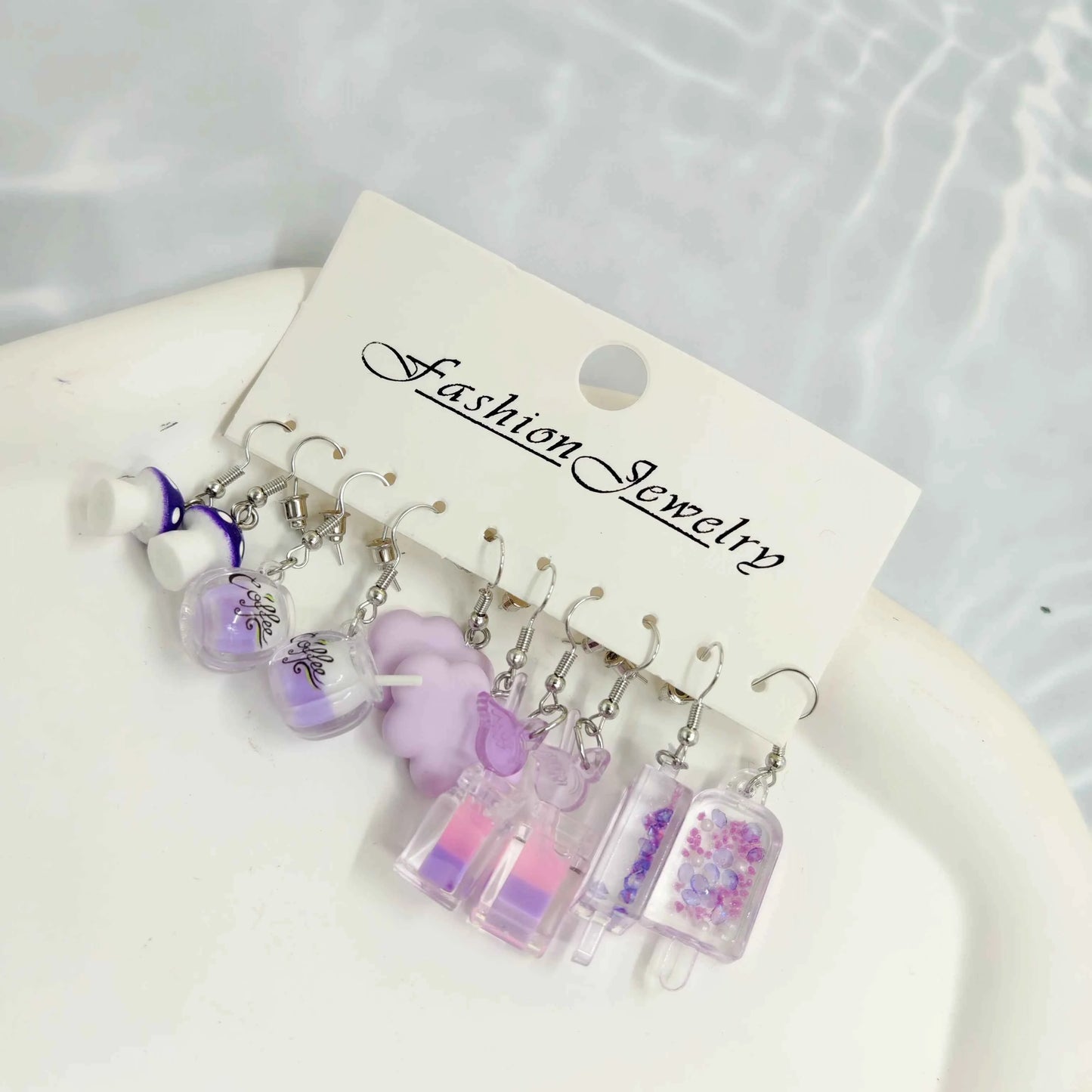 Colorful Acrylic Earring Set Mushroom Ice Cream Candy Dopamine Earrings