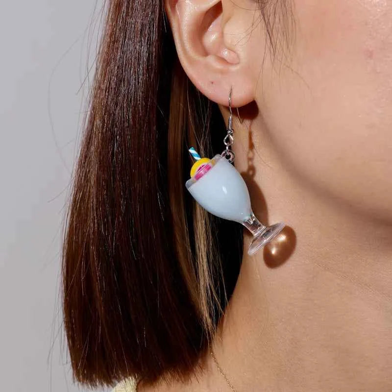 Summer Drink Drop Earrings for Women Sweet Ice Cream Bottle Pendants Dangle Earrings Girls Minimalist Party Jewelry Gifts