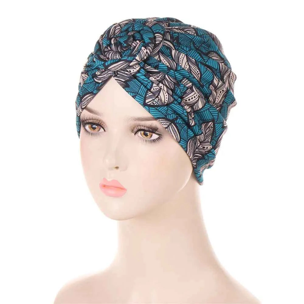 New Muslim Turban Hat African Twist Knot Flower India Hat Head Cover Bonnet Headscarf Ladies Chemo Cap Bandanas Hair Accessories - NamafadStore
