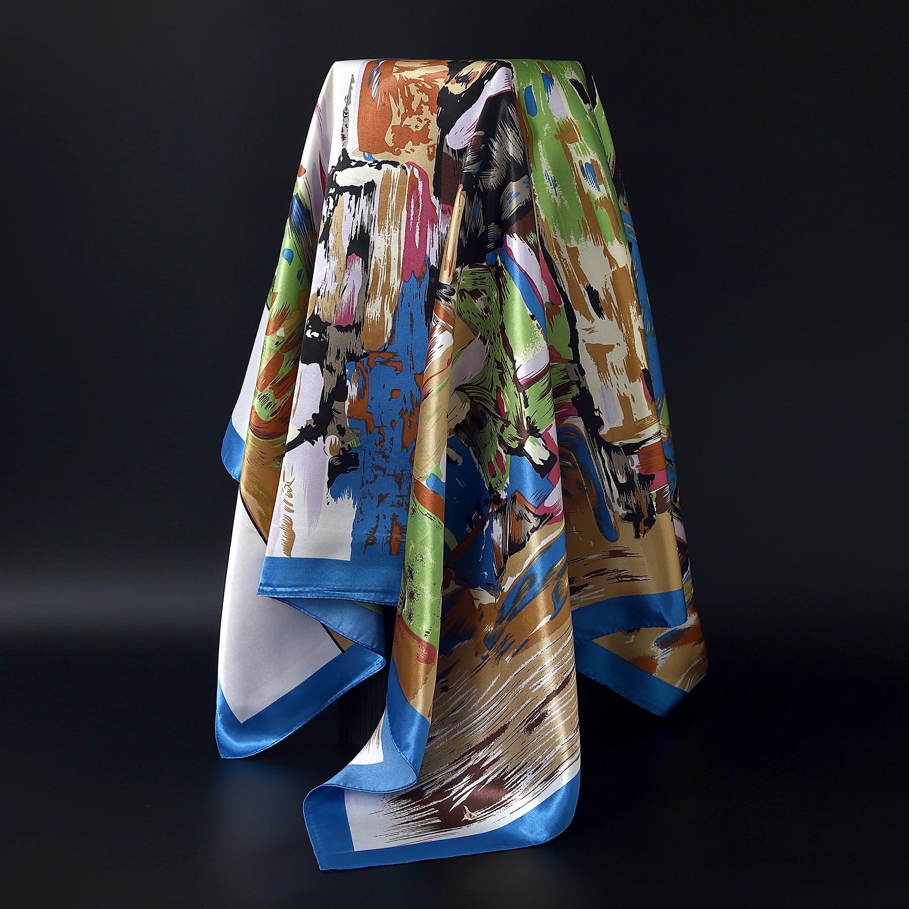 90*90cm Silk Scarf Women Print Hair Neck Square Office Ladies Shawl Bandanna Muslim Hijab Handkerchief Muffler Foulard female - NamafadStore