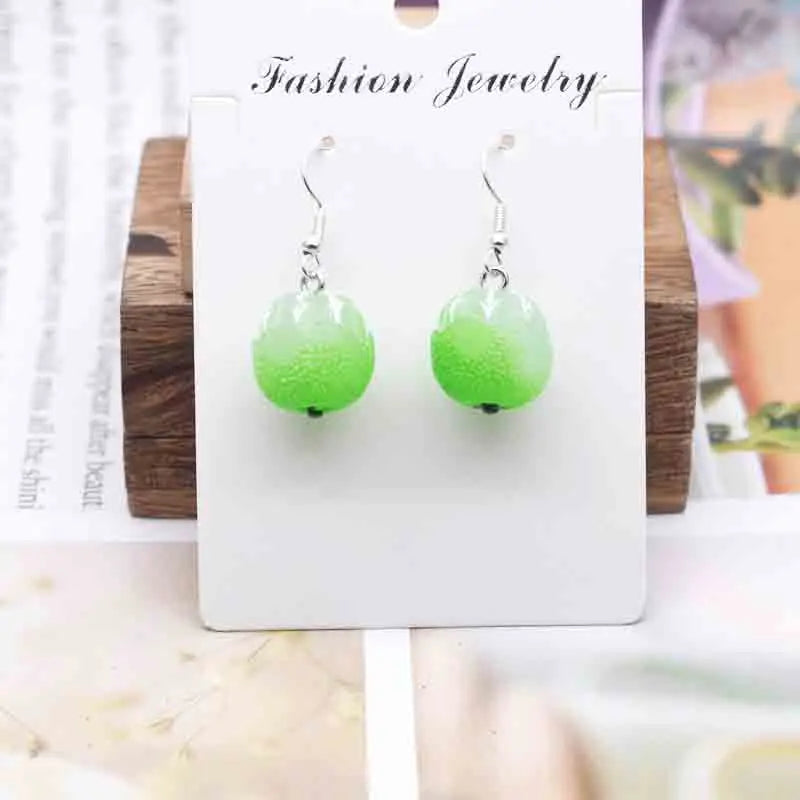 Earring For Women Resin Handmade Cartoons Animals Fruits Vegetables Kawaii Drop Earrings Funny Gifts