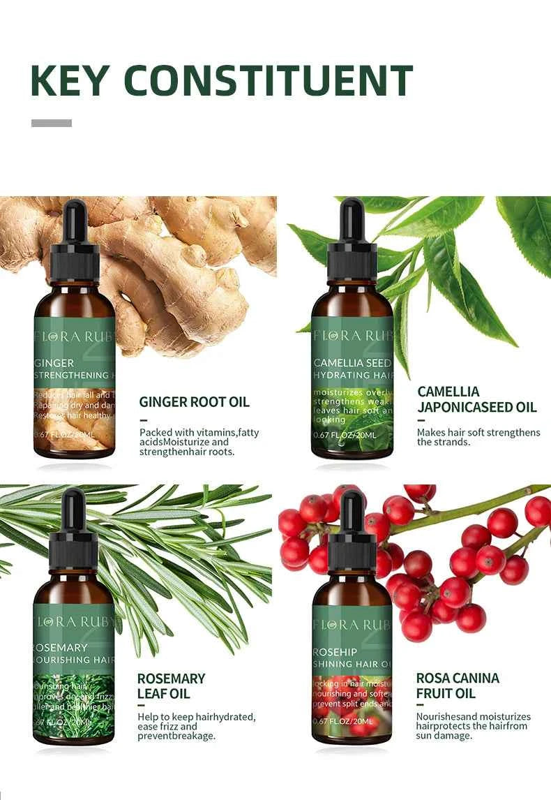 20ml Essential Oils Rosemary Oil for Hair Growth 100% Pure Essential oil Plant Therapy Ginger Oil Scalp Care Oil Rose Camellia