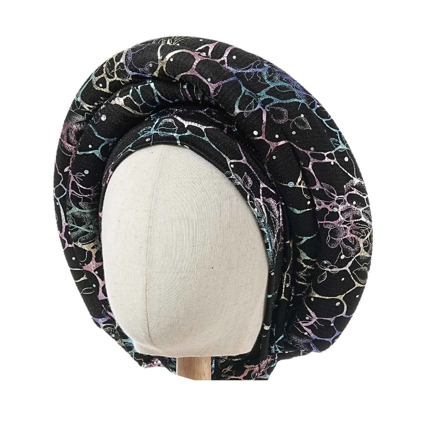 Women’s Bonnet Turban Cap – Folded Bud Headscarf with Wrinkle Lace Edge, Casual & Versatile Cross Hat