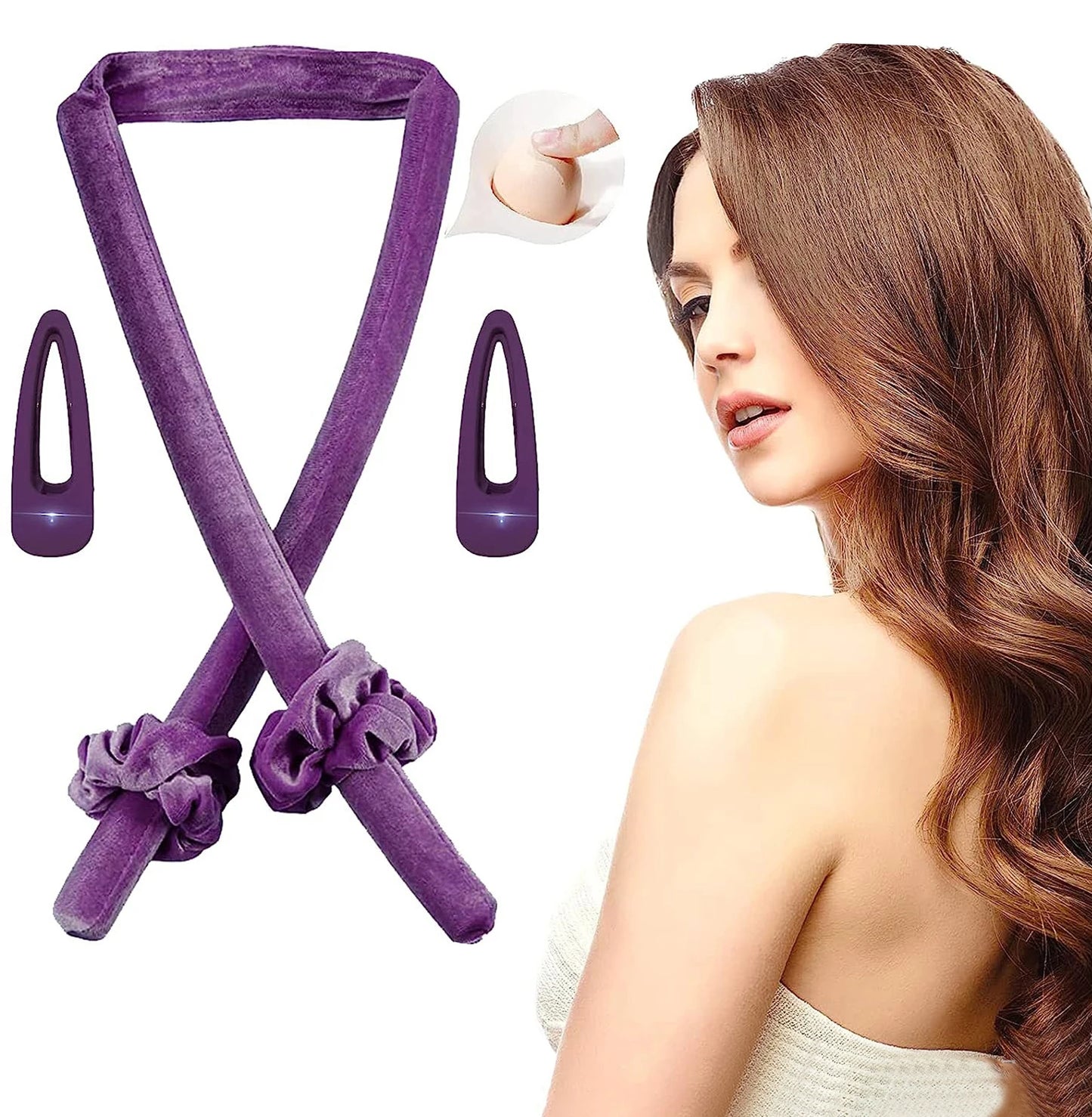 5/6/7pcs Set No Heat Hair Curler Salon Satin Sleeping Sleeping Cap Hat Soft Cooling Eye Mask and Hairpin for Household Travel - NamafadStore