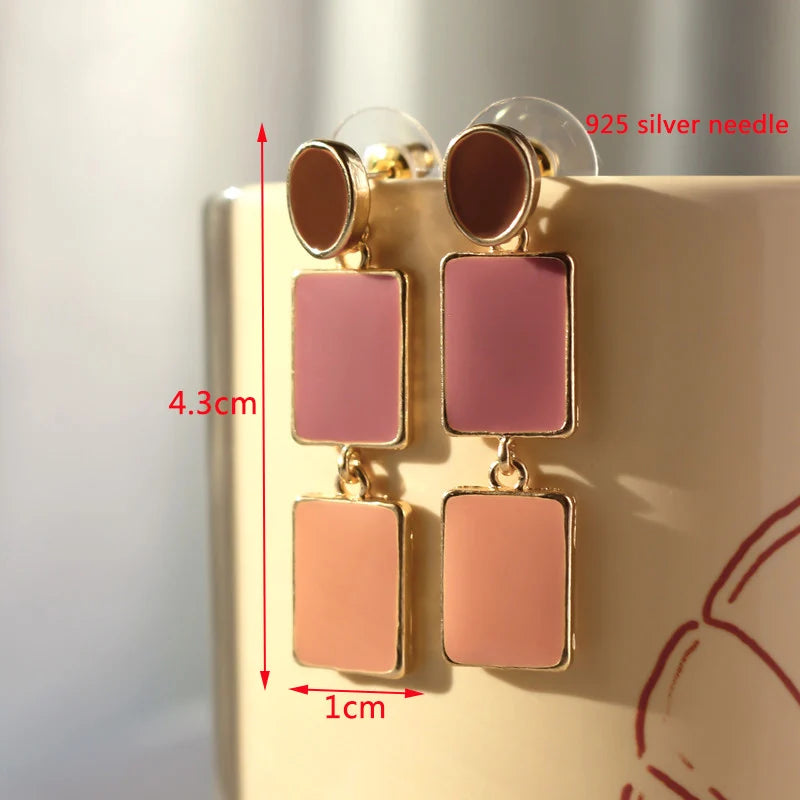 Pink Color Dangle Earrings for Women Korean Fashion Flower Long Hanging Earrings Butterfly Heart Pendants Twist Drop Earrings