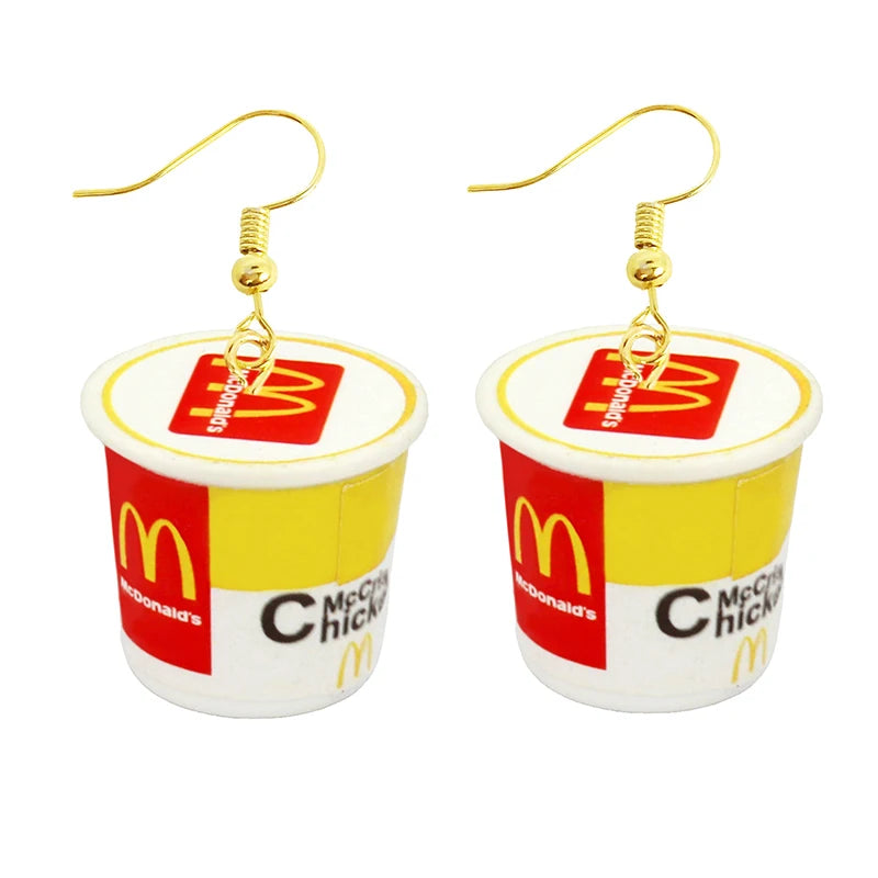 Earrings For Women Girls Cute Foods Hamburg Pizza Chicken Leg Candy Bottle Handmade Candy Kids Funny Resin