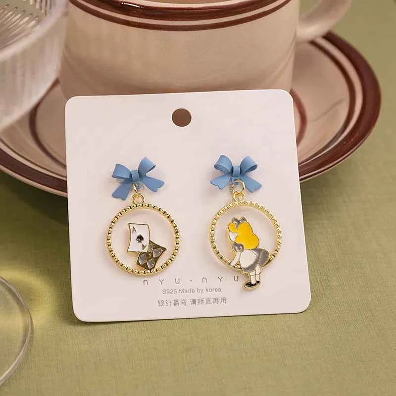 Classic Fairy Tale Princess Pendant Earrings Retro Cute Simple Enamel Charms Stud Ear Jewelry Party Gifts For Women Girls