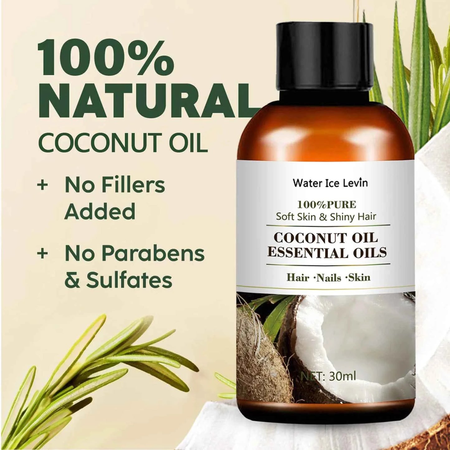 New Pure natural coconut essential oil tea tree rose jasmine mint vanilla eucalyptus for skin care massage diffuser oil 30ML - NamafadStore