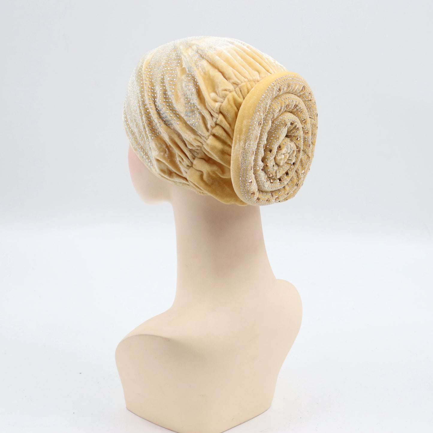 Soft Velvet Turban Cap for Women Muslim Headscarf Bonnet Elastic Female Headpiece Stylish Glitter Diamonds African Head Wraps - NamafadStore