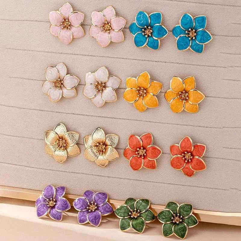 Simple Oil Drop Flower Earrings For Women Girls Geometric Ear Accessories Fashion Jewelry Holiday Party Gift OL E572